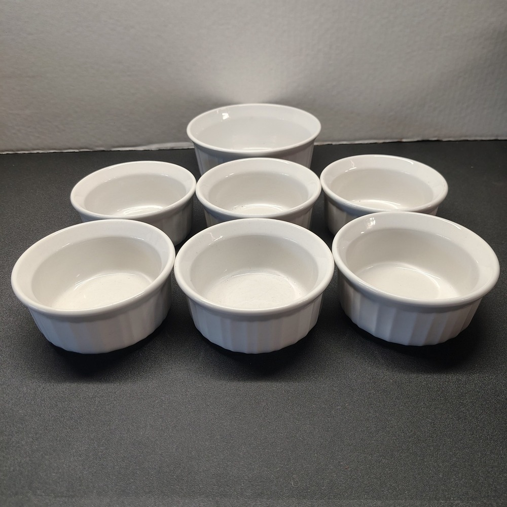 Corning Ware Ramekins White French White Set of 6 small and a medium